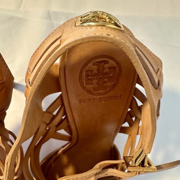Tory Burch Elegant Heeled Sandals 
Nadia Huarache Royal Tan Sz 10 Leather $299 - Picture 3 of 6